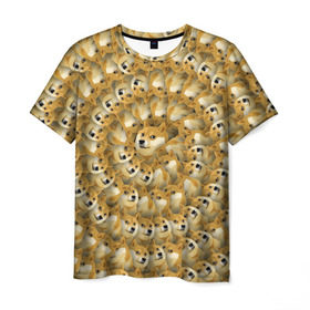 Мужская футболка 3D с принтом Фрактал из Doge в Петрозаводске, 100% полиэфир | прямой крой, круглый вырез горловины, длина до линии бедер | мем | собака | хаски