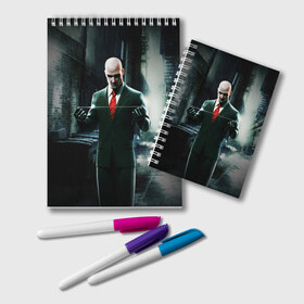 Блокнот с принтом Hitman в Петрозаводске, 100% бумага | 48 листов, плотность листов — 60 г/м2, плотность картонной обложки — 250 г/м2. Листы скреплены удобной пружинной спиралью. Цвет линий — светло-серый
 | agent | hitman | агент 47 | хитмэн