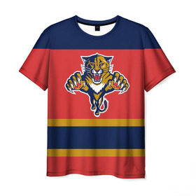 Мужская футболка 3D с принтом Florida Panthers в Петрозаводске, 100% полиэфир | прямой крой, круглый вырез горловины, длина до линии бедер | Тематика изображения на принте: florida panthers | hockey | nhl | нхл | хоккей