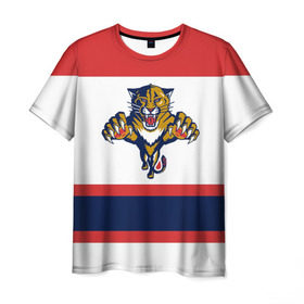 Мужская футболка 3D с принтом Florida Panthers white в Петрозаводске, 100% полиэфир | прямой крой, круглый вырез горловины, длина до линии бедер | florida panthers | hockey | nhl | нхл | хоккей