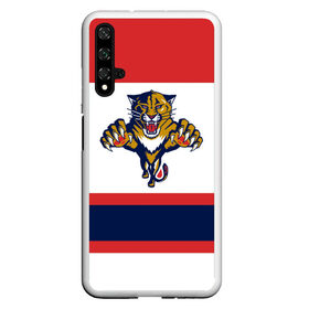 Чехол для Honor 20 с принтом Florida Panthers white в Петрозаводске, Силикон | Область печати: задняя сторона чехла, без боковых панелей | Тематика изображения на принте: florida panthers | hockey | nhl | нхл | хоккей