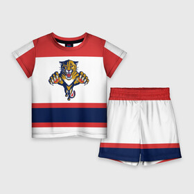 Детский костюм с шортами 3D с принтом Florida Panthers white в Петрозаводске,  |  | florida panthers | hockey | nhl | нхл | хоккей