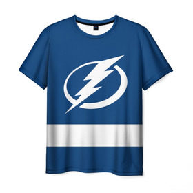 Мужская футболка 3D с принтом Tampa Bay Lightning в Петрозаводске, 100% полиэфир | прямой крой, круглый вырез горловины, длина до линии бедер | Тематика изображения на принте: hockey | nhl | tampa bay lightning | нхл | хоккей