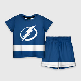 Детский костюм с шортами 3D с принтом Tampa Bay Lightning в Петрозаводске,  |  | hockey | nhl | tampa bay lightning | нхл | хоккей