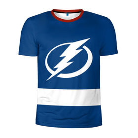 Мужская футболка 3D спортивная с принтом Tampa Bay Lightning в Петрозаводске, 100% полиэстер с улучшенными характеристиками | приталенный силуэт, круглая горловина, широкие плечи, сужается к линии бедра | Тематика изображения на принте: hockey | nhl | tampa bay lightning | нхл | хоккей