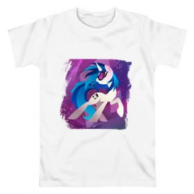 Мужская футболка хлопок с принтом My littlle pony Vinyl Scratch в Петрозаводске, 100% хлопок | прямой крой, круглый вырез горловины, длина до линии бедер, слегка спущенное плечо. | Тематика изображения на принте: 