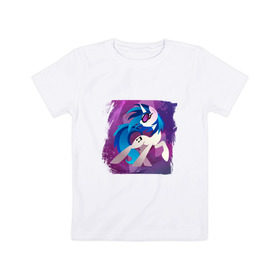 Детская футболка хлопок с принтом My littlle pony Vinyl Scratch в Петрозаводске, 100% хлопок | круглый вырез горловины, полуприлегающий силуэт, длина до линии бедер | 