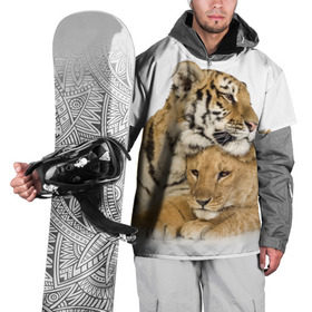 Накидка на куртку 3D с принтом Тигр и львица в Петрозаводске, 100% полиэстер |  | дикие | милые | природа | тигр | яркие