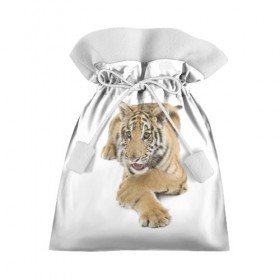 Подарочный 3D мешок с принтом Ласковый тигренок в Петрозаводске, 100% полиэстер | Размер: 29*39 см | Тематика изображения на принте: дикие | милые | природа | тигр | яркие