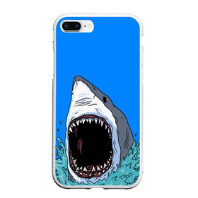 Чехол для iPhone 7Plus/8 Plus матовый с принтом shark в Петрозаводске, Силикон | Область печати: задняя сторона чехла, без боковых панелей | fish | ocean | shark | water | акула | море | океан | рыба