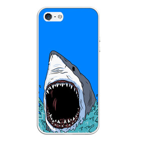 Чехол для iPhone 5/5S матовый с принтом shark в Петрозаводске, Силикон | Область печати: задняя сторона чехла, без боковых панелей | fish | ocean | shark | water | акула | море | океан | рыба