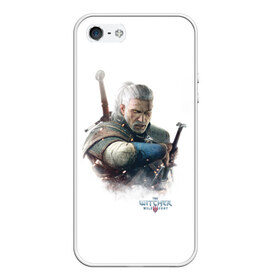 Чехол для iPhone 5/5S матовый с принтом The Witcher в Петрозаводске, Силикон | Область печати: задняя сторона чехла, без боковых панелей | witcher | ведьмак | геральт