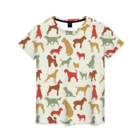 Женская футболка 3D с принтом Домашние собаки в Петрозаводске, 100% полиэфир ( синтетическое хлопкоподобное полотно) | прямой крой, круглый вырез горловины, длина до линии бедер | 