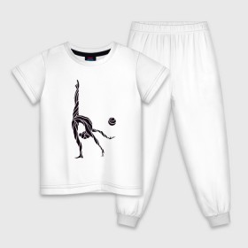 Детская пижама хлопок с принтом Гимнастка с мячом в Петрозаводске, 100% хлопок |  брюки и футболка прямого кроя, без карманов, на брюках мягкая резинка на поясе и по низу штанин
 | булавы | гимнастика | гимнастка | лента | мяч | обруч | художественная гимнастика