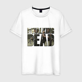 Мужская футболка хлопок с принтом Рик и Дерил в Петрозаводске, 100% хлопок | прямой крой, круглый вырез горловины, длина до линии бедер, слегка спущенное плечо. | the walking dead