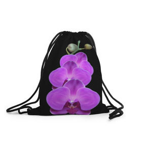 Рюкзак-мешок 3D с принтом Орхидея в Петрозаводске, 100% полиэстер | плотность ткани — 200 г/м2, размер — 35 х 45 см; лямки — толстые шнурки, застежка на шнуровке, без карманов и подкладки | орхидея | флора | цветок