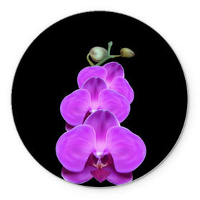 Коврик круглый с принтом Орхидея в Петрозаводске, резина и полиэстер | круглая форма, изображение наносится на всю лицевую часть | Тематика изображения на принте: орхидея | флора | цветок