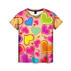 Женская футболка 3D с принтом Любовная фантазия в Петрозаводске, 100% полиэфир ( синтетическое хлопкоподобное полотно) | прямой крой, круглый вырез горловины, длина до линии бедер | любовь | поцелуй | святой валентин | сердце | счастье | я люблю тебя