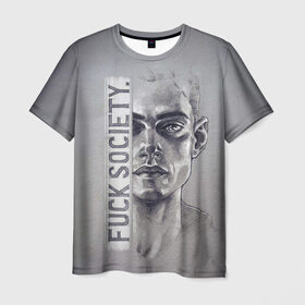 Мужская футболка 3D с принтом Fuck Society в Петрозаводске, 100% полиэфир | прямой крой, круглый вырез горловины, длина до линии бедер | Тематика изображения на принте: fsociety | mr robot | анонимус | мистер робот