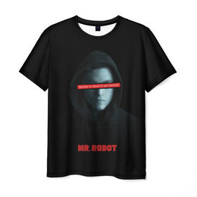 Мужская футболка 3D с принтом Mr Robot в Петрозаводске, 100% полиэфир | прямой крой, круглый вырез горловины, длина до линии бедер | fsociety | mr robot | анонимус | мистер робот