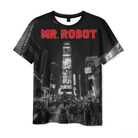 Мужская футболка 3D с принтом Мистер Робот в Петрозаводске, 100% полиэфир | прямой крой, круглый вырез горловины, длина до линии бедер | fsociety | mr robot | анонимус | мистер робот