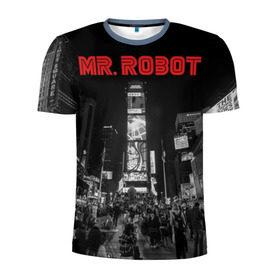 Мужская футболка 3D спортивная с принтом Мистер Робот в Петрозаводске, 100% полиэстер с улучшенными характеристиками | приталенный силуэт, круглая горловина, широкие плечи, сужается к линии бедра | Тематика изображения на принте: fsociety | mr robot | анонимус | мистер робот