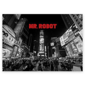 Поздравительная открытка с принтом Мистер Робот в Петрозаводске, 100% бумага | плотность бумаги 280 г/м2, матовая, на обратной стороне линовка и место для марки
 | fsociety | mr robot | анонимус | мистер робот