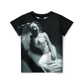 Детская футболка 3D с принтом Lady Gaga в Петрозаводске, 100% гипоаллергенный полиэфир | прямой крой, круглый вырез горловины, длина до линии бедер, чуть спущенное плечо, ткань немного тянется | Тематика изображения на принте: american horror story | американская история ужасов