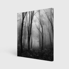 Холст квадратный с принтом Туман в лесу в Петрозаводске, 100% ПВХ |  | Тематика изображения на принте: black   white | fog | forest | morning | photo | silhouette | trees | деревья | лес | силуэт | туман | утро | фото | черно   белое