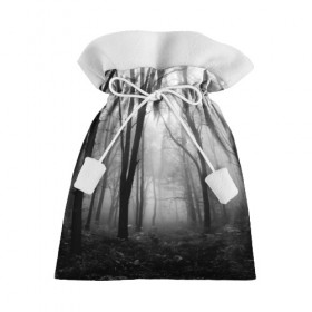 Подарочный 3D мешок с принтом Туман в лесу в Петрозаводске, 100% полиэстер | Размер: 29*39 см | black   white | fog | forest | morning | photo | silhouette | trees | деревья | лес | силуэт | туман | утро | фото | черно   белое