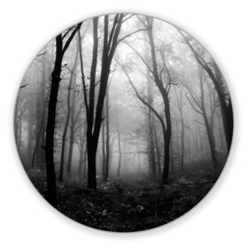 Коврик круглый с принтом Туман в лесу в Петрозаводске, резина и полиэстер | круглая форма, изображение наносится на всю лицевую часть | black   white | fog | forest | morning | photo | silhouette | trees | деревья | лес | силуэт | туман | утро | фото | черно   белое