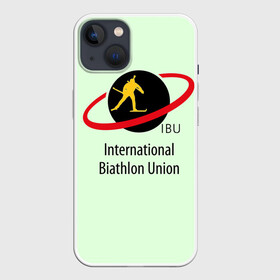 Чехол для iPhone 13 с принтом IBU в Петрозаводске,  |  | biathlon | ibu | international biathlon union | биатлон | гонка | зимний спорт | кубок мира | олимпиада | спорт | спринт | чемпионат | чемпионат мира | эстафета