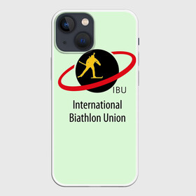 Чехол для iPhone 13 mini с принтом IBU в Петрозаводске,  |  | biathlon | ibu | international biathlon union | биатлон | гонка | зимний спорт | кубок мира | олимпиада | спорт | спринт | чемпионат | чемпионат мира | эстафета