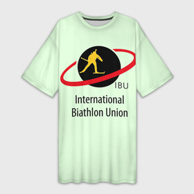 Платье-футболка 3D с принтом IBU в Петрозаводске,  |  | biathlon | ibu | international biathlon union | биатлон | гонка | зимний спорт | кубок мира | олимпиада | спорт | спринт | чемпионат | чемпионат мира | эстафета