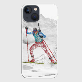Чехол для iPhone 13 mini с принтом Спортсмен биатлонист в Петрозаводске,  |  | biathlon | биатлон | гонка | зимний спорт | кубок мира | олимпиада | спорт | спринт | чемпионат | чемпионат мира | эстафета