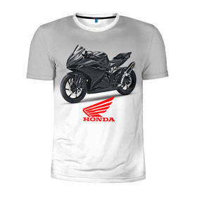 Мужская футболка 3D спортивная с принтом Honda 3 в Петрозаводске, 100% полиэстер с улучшенными характеристиками | приталенный силуэт, круглая горловина, широкие плечи, сужается к линии бедра | Тематика изображения на принте: honda | moto | мото | мотоцикл | мотоциклы | хонда