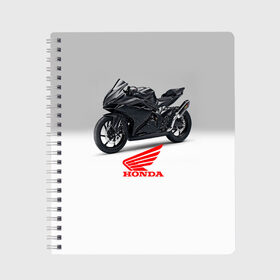 Тетрадь с принтом Honda 3 в Петрозаводске, 100% бумага | 48 листов, плотность листов — 60 г/м2, плотность картонной обложки — 250 г/м2. Листы скреплены сбоку удобной пружинной спиралью. Уголки страниц и обложки скругленные. Цвет линий — светло-серый
 | Тематика изображения на принте: honda | moto | мото | мотоцикл | мотоциклы | хонда