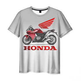 Мужская футболка 3D с принтом Honda 2 в Петрозаводске, 100% полиэфир | прямой крой, круглый вырез горловины, длина до линии бедер | Тематика изображения на принте: honda | moto | мото | мотоцикл | мотоциклы | хонда