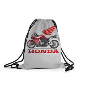 Рюкзак-мешок 3D с принтом Honda 2 в Петрозаводске, 100% полиэстер | плотность ткани — 200 г/м2, размер — 35 х 45 см; лямки — толстые шнурки, застежка на шнуровке, без карманов и подкладки | honda | moto | мото | мотоцикл | мотоциклы | хонда