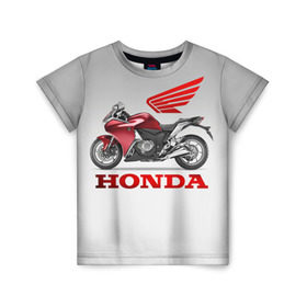 Детская футболка 3D с принтом Honda 2 в Петрозаводске, 100% гипоаллергенный полиэфир | прямой крой, круглый вырез горловины, длина до линии бедер, чуть спущенное плечо, ткань немного тянется | honda | moto | мото | мотоцикл | мотоциклы | хонда