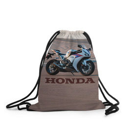 Рюкзак-мешок 3D с принтом Honda 1 в Петрозаводске, 100% полиэстер | плотность ткани — 200 г/м2, размер — 35 х 45 см; лямки — толстые шнурки, застежка на шнуровке, без карманов и подкладки | Тематика изображения на принте: honda | moto | мото | мотоцикл | мотоциклы | хонда