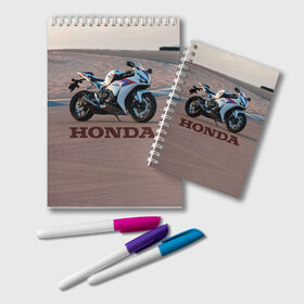 Блокнот с принтом Honda 1 в Петрозаводске, 100% бумага | 48 листов, плотность листов — 60 г/м2, плотность картонной обложки — 250 г/м2. Листы скреплены удобной пружинной спиралью. Цвет линий — светло-серый
 | Тематика изображения на принте: honda | moto | мото | мотоцикл | мотоциклы | хонда