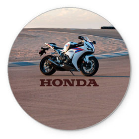 Коврик круглый с принтом Honda 1 в Петрозаводске, резина и полиэстер | круглая форма, изображение наносится на всю лицевую часть | Тематика изображения на принте: honda | moto | мото | мотоцикл | мотоциклы | хонда