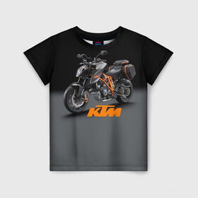 Детская футболка 3D с принтом KTM 4 в Петрозаводске, 100% гипоаллергенный полиэфир | прямой крой, круглый вырез горловины, длина до линии бедер, чуть спущенное плечо, ткань немного тянется | Тематика изображения на принте: ktm | moto | катээм | ктм | мото | мотоцикл | мотоциклы