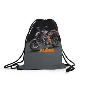Рюкзак-мешок 3D с принтом KTM 4 в Петрозаводске, 100% полиэстер | плотность ткани — 200 г/м2, размер — 35 х 45 см; лямки — толстые шнурки, застежка на шнуровке, без карманов и подкладки | ktm | moto | катээм | ктм | мото | мотоцикл | мотоциклы