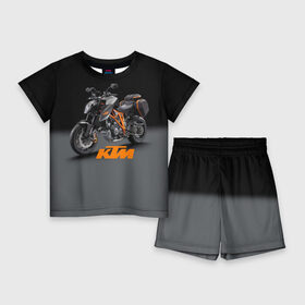 Детский костюм с шортами 3D с принтом KTM 4 в Петрозаводске,  |  | ktm | moto | катээм | ктм | мото | мотоцикл | мотоциклы