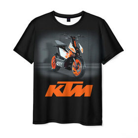 Мужская футболка 3D с принтом KTM 2 в Петрозаводске, 100% полиэфир | прямой крой, круглый вырез горловины, длина до линии бедер | ktm | moto | катээм | ктм | мото | мотоцикл | мотоциклы
