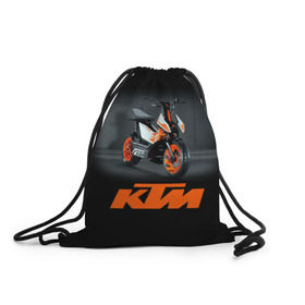 Рюкзак-мешок 3D с принтом KTM 2 в Петрозаводске, 100% полиэстер | плотность ткани — 200 г/м2, размер — 35 х 45 см; лямки — толстые шнурки, застежка на шнуровке, без карманов и подкладки | ktm | moto | катээм | ктм | мото | мотоцикл | мотоциклы