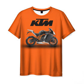 Мужская футболка 3D с принтом KTM 1 в Петрозаводске, 100% полиэфир | прямой крой, круглый вырез горловины, длина до линии бедер | ktm | moto | катээм | ктм | мото | мотоцикл | мотоциклы