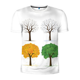 Мужская футболка 3D спортивная с принтом Времена года в Петрозаводске, 100% полиэстер с улучшенными характеристиками | приталенный силуэт, круглая горловина, широкие плечи, сужается к линии бедра | весна | деревья | зима | лето | осень